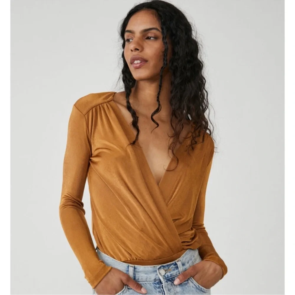 Free People Intimately Too Turnt Bodysuit in Golden Nugget Size Small